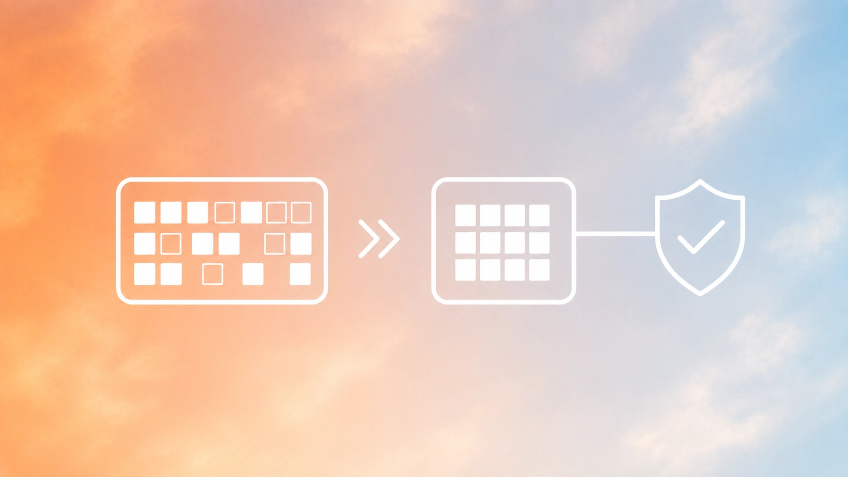 Minimal diagram of a large context compressed into a smaller verified memory state.